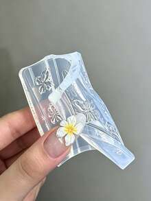 1个爆款3D冰花美甲硅胶模具，高透明度和柔韧性，可水洗，不粘连，易脱模，多种精致雕刻图案，DIY树脂造型工具，打造半透明纯净美甲，新手友好型美甲工具 - 彩色 - 查看 2