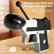 Novelty Rock Paper Scissors Game Toy Gun, Random Gesture Prank Toy For Party & Gatherings - Merit Wooden Fish Gun (Black) - View 1