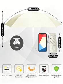 6-Fold Mini Folding Umbrella, Windproof, Sun Protection Beach Umbrella, With Protective Sleeve, Compact, Easy To Carry, Lightweight Design, Perfect For Travel, Hiking And Daily Use, Holiday And Birthday Gift, Travel Parasol - Multicolor - View 5