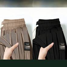 Pantalones casuales de pierna recta para hombre, pantalones largos deportivos resistentes a la suciedad, finos y ligeros para... - negro+marrón - Ver 22