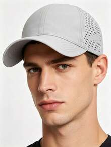 1 pieza Gorra de béisbol unisex de unicolor de secado rápido, sombrero de malla para deportes al aire libre, gorra casual ajustable adecuada para verano, primavera y otoño, viajes, playa, protección solar - Gris Claro - Ver 1