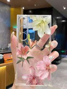 1 Piece Soft Phone Case With White Lily Flower And Butterfly, Compatible With Huawei Honor, , Galaxy A04e/12/A13/A14/A34/A50/A52/A53/A54/S21/S22/S23/S24/S25/S25Ultra, 6A/7A/8A, 12T/13T, International Version, Not Domestic Version, Spring Gift - 透明 3 - 查看 5