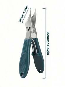 1pc 25° Angled Professional Nail Clippers, Stainless Steel Heavy Duty Nail Cutter With Wide Grip, Anti-Splash Sharp Blade For Trimming Thick Ingrown Nails, Ergonomic Design, Ideal For Home Salon Pedicure Foot Nail Care - Multicolor - View 2