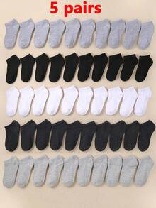 30 paia di calzini corti tinta unita per bambini, disponibili in nero/grigio/bianco, adatti per neonati, bambini, ragazzi e ragazze. Design a taglio basso perfetto per scuola, sport e corsa, morbidi e confortevoli. Design a gancio a righe sul polsino, ottimo regalo per uso quotidiano, vacanze, compleanni, Ognissanti e Natale - Multicolore - Visualizzare 16