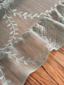 1pc French Elegant Floral Lace Trim Tablecloth, Countryside Fresh Decor - Green - View 11