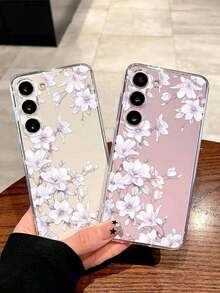 1 Piece Soft Romantic Fashion Floral Print Phone Case Compatible With Huawei Honor, Galaxy A04e/12/A13/A14/A34/A50/A52/A53/A54/S21/S22/S23/S24/S25/S25Ultra/S25FE/S26/S26 PLUS/S26 ULTRA/S26 EDGE, 6A/7A/8A, 12T/13T/15T/15T Pro - 透明 7 - 查看 2