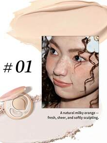 Little Ondine Duo-Color Highlighter 01, 2-In-1 Highlighter & Contour, Pink Highlighter & Natural Contour, Rosy Brightening & Shaping, Dewy Glow, Buildable Color, Long-Lasting, Lightweight Travel-Friendly, GIFT - 01 - View 4