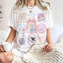 Disney "Girls Just Wanna Have Fun" Castle Vacation Oversized T-Shirt Unisex, 100% Cotton Vintage Short Sleeve Casual Top, Minnie & Daisy Best Friends Graphic Print Tee - trắng - Xem 1
