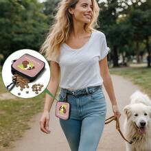 1pc Cute Dog Print Dog Treat Bag, Portable With Hook And Zipper, Dog Training Pouch, Dog Carry Snack Bag, Pet Snack Container Suitable For Taking Dogs Outdoor And Camping - Multicolor - View 2
