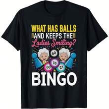 What Has Balls And Keeps The Ladies Smiling Bingo T-Shirt - Black - View 1