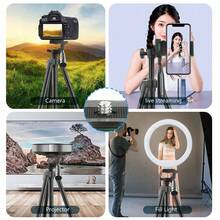 AXNEN 10-Inch Selfie Ring Light With Tripod & Phone Holder, 39 RGB Color Modes And 10-Level Brightness Adjustable, Dimmable LED Ring Light, Compatible With IPhone And Android Phones, For Photography, Makeup, Vlogging, Etc. - Black and White - View 9
