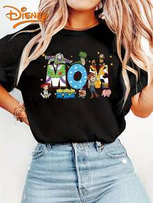 Toy Story MAMA Print Women's T, Disney Cotton T-Shirt - Black - View 7