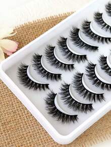 10 Pairs Soft & Fluffy Reusable False Eyelashes, Natural & Dramatic Look For Daily Wear And Parties, Cat Eye Effect, Lightweight & Voluminous - Black - View 4