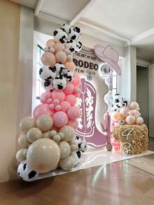 25/50 Stücke Rosa Creme Beige Weiß Latex Ballon Set mit Spirale für Kuh-Muster, Cowgirl, Western, Bauernhof Thema Geburtstag, Hochzeit, Baby Shower Party Dekoration - mehrfarbig - Übersicht 4