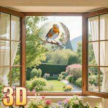 3D 1件裝「雪中枝頭紅胸鳥」25.5cm/10in*25.5cm/10in 附旋轉掛鉤 360° DIY創意風鈴 耐用金屬戶外草坪風鈴（不含吊墜）隨機款式 - A - 查看 6