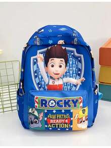 Paw Patrol Boys' Blue Backpack, Dog-Themed Design For Chasing Cases, Comfortable Adjustable Straps, Cartoon Children's School Bag - A - View 16
