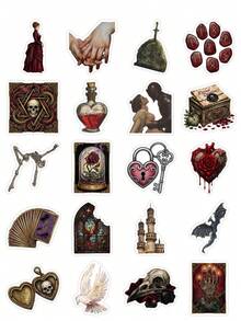 50Pcs Dark Victorian Gothic Stickers, Vintage Occult Decals For Daily Accessories, Desk Decor, Laptop, Water Bottle, Party Favors & Gifting, Back To School - Multicolor - View 7