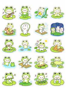 50Pcs Frog Costume Bunny Stickers For Journaling, Cute Rabbit Decals For Scrapbooking, Bullet Journal, Planner, DIY Crafts, Mood Tracking, Greenery Collages, Back To School - Multicolor - View 7