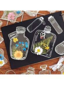 100pcs Transparent Petal Bookmarks For Teens, Bookmark Set (Without Dried Flowers), Suitable For Outdoor Handmade DIY Bookmarks, Handmade Bookmarks, Books And Gifts, Collect Spring, Summer, Autumn Floral Prints Games With Friends, Classmates And Partners - A - View 3