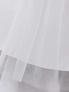Baby Girls Mesh Back Bow Tutu Elegant Princess Flower Girl Dress, Suitable For Parties, Headband Not Included - White - View 11