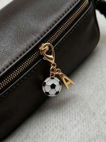 Exquisite Football Pendant Gold A-Z Letter Keychain, Gold Letter Charm, Cute Key Ring Handbag Pendant, Bag Charm, Keychain Bag Accessory, Phone Case Wallet Car Key Accessory - Multicolor - View 10