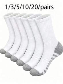 20 Pairs Men's Long Basketball Socks - White - View 11