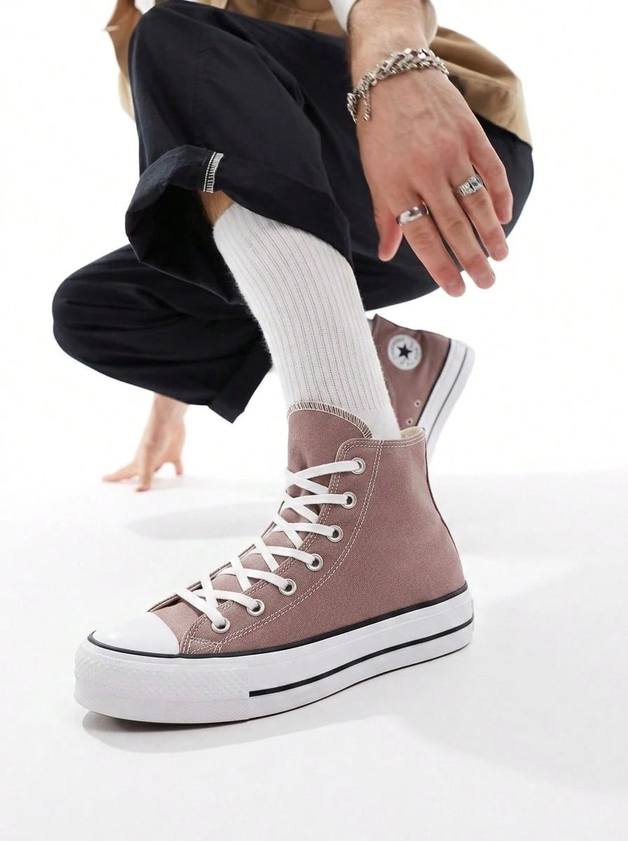 Converse 匡威 A12309C - 女士休闲高帮舒适百搭运动鞋，适合日常穿着 - 米色 - 查看 1
