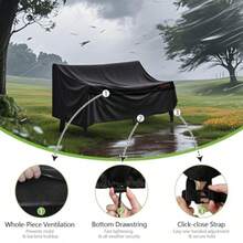 RICHIE - Funda de sofá de 3 plazas resistente al agua para exteriores con ventilación de aire resistente a los rayos UV para muebles de patio de 90 pulgadas de ancho x 34 pulgadas de profundidad - 1 paquetenegro - Ver 4