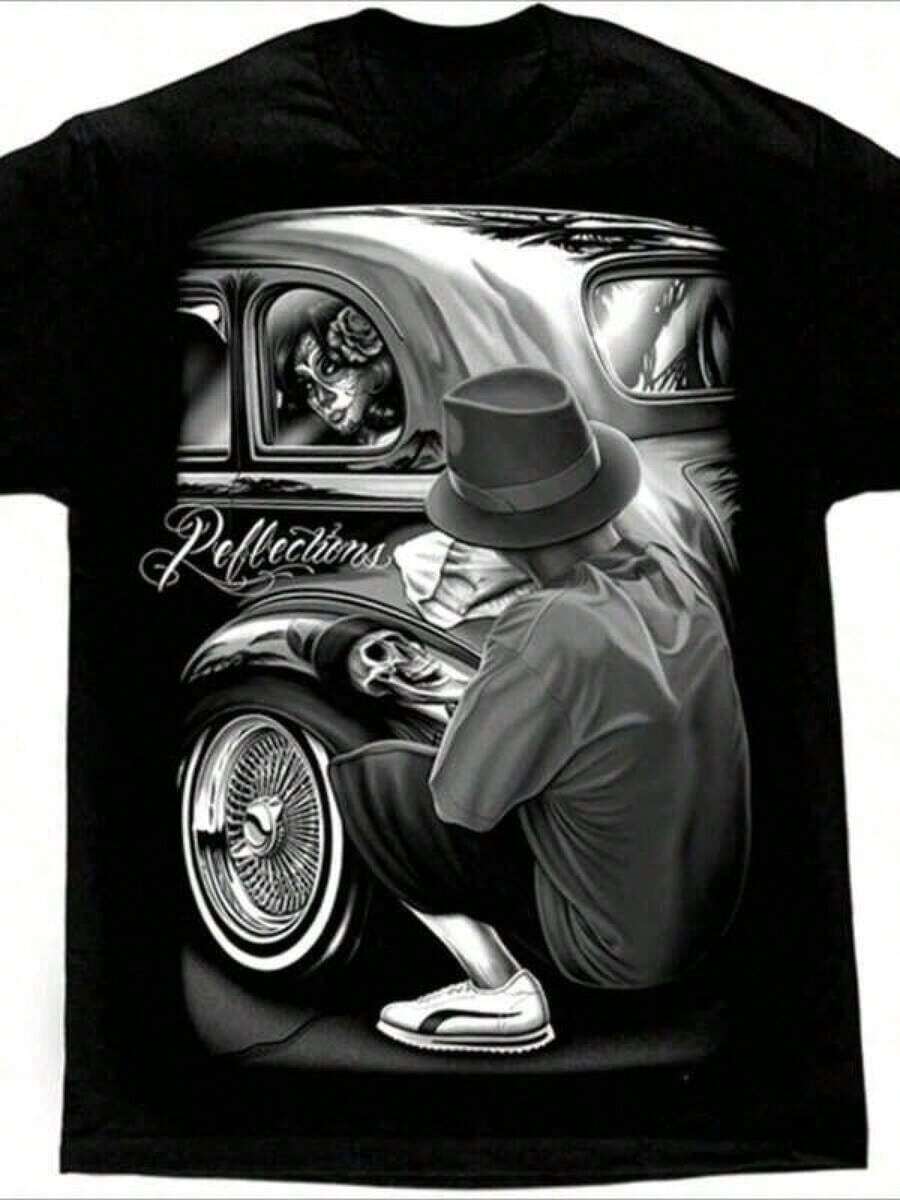 Graphic-ShirtT Shirt Print ,Graphic-Cotton Tees Size Plus, Cartoon Round Neck Short Sleeve,Men's-Shirt With Digital Print Of G From DGA Art Reflections Lowrider Skull ,Y2K,Oversized Shirt Men,With Shirt,Summer Tops,Shirt SuitableY2K, Oversize Plus Size Men's S To 5XL,Summer Tees J7YK - White - View 1