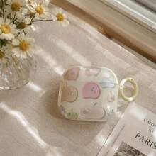 Korean Style Minimalist Transparent Apple + Ring Earphone Case Compatible With AirPods 4th Gen, Cute Earphone Cover For AirPods 2nd Gen, 3rd Gen, New Protective Case Pendant For AirPods Pro 3, Korean Style Earphone Case Pro 2, Women's Earphone Protective Cover - Champagne - View 9