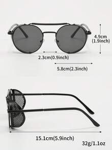 1 Pasang Kacamata Pria Bingkai Logam Bulat Jembatan Ganda, Kacamata Fashion Gaya Jalanan Retro Steampunk - MultiWarna - View 6
