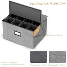 Homyfort - copas vino con divisores recipientes vidrio con carcasa dura servicio para 24 copas de vino o copa - Gris - Ver 8