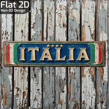 2D平面設計復古義大利金屬標誌，尺寸 15.8" X 4"，金屬材質，帶有「Italian」字樣的牆面裝飾藝術品，適合裝飾前院、車庫與門廊 - 彩色 - 查看 7