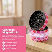 The Luxe Grinder | 2 Inch Cute Pink Strawberry, Cherry & 2.5 Inch Leopard Print | Chic Zinc Alloy For Her,  Accessories, Gift For Smokers - Quả dâu - Xem 3