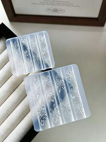 1个爆款3D冰花美甲硅胶模具，高透明度和柔韧性，可水洗，不粘连，易脱模，多种精致雕刻图案，DIY树脂造型工具，打造半透明纯净美甲，新手友好型美甲工具 - 彩色 - 查看 6