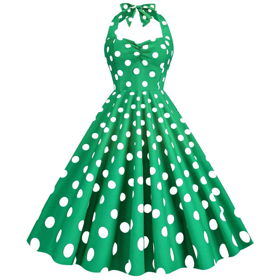 Stage Dance Wear - Green Background With White Dots - View 1