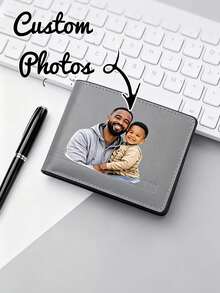 Billetera Personalizada con Foto para Hombres, Patrón Personalizado, Billetera Personalizada para Papá, Regalo del Día del Padre, Regalo de Aniversario para Novio, Hijo - Añade Tu Propia Foto - Multicolor - Ver 4