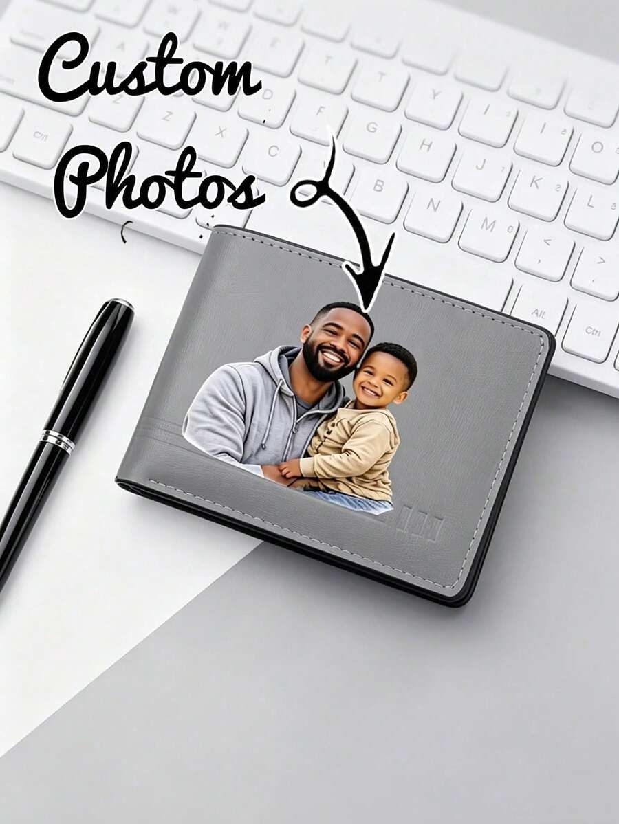 Customized Photo Wallet For Men, Personalized Pattern, Custom Wallet For Dad, Father's Day Gift, Anniversary Gift For Boyfriend, Son - Add Your Own Photo - Multicolor - View 1