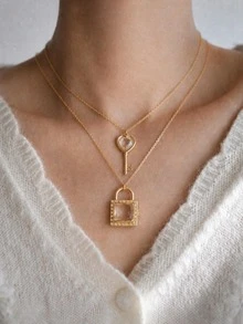 1pc Fashion New Simple Transparent Love Box Opening And Closing Free DIY Necklace Simple Light Luxury Versatile Clavicle Chain, Plated With 18K Gold, Necklace Box Set Jewelry, Talisman Pendant, Waterproof, Sweatproof, Not Easy To Oxidize, Showcasing Female Charm, Women's Jewelry - Multicolor - View 3