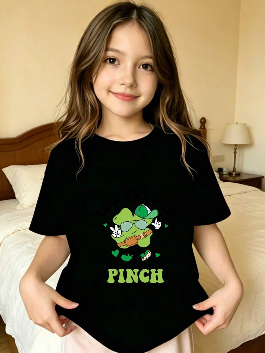 Demasiado lindo para pellizcar Camiseta estampada para niños - Negro - Ver 1