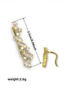 1 Pair Elegant Cubic Zirconia Stud Earrings, Designed For Women, Suitable For Weddings, Engagements, Anniversary Parties, Valentine's Day Gifts - Yellow Gold - View 4