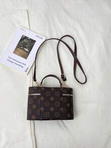 Hevel Mini Square Handbag, Shoulder Bag, Crossbody Bag, Suitable For Banquet, Work, Middle School, High School, University Women - Coffee Brown - View 12