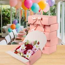 6pcs Set Giftboxes With Lids & Ribbons, 12.2 * 9.84 * 3.15 Inch Birthday Gift Boxes, Bridesmaids Proposal Boxes, Foldable Kraft Paper Gift Boxes For Engagement & Wedding - Gift Box - View 3