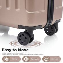 YONSLY 16 Inch Suitcase With Detachable Wheels 360° Combination Lock Double Zipper Soft Rubber Handle Trolley Travel Suitcase For Vacation - 香檳色 - 查看 5