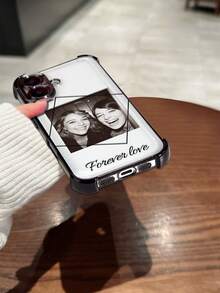1 Personalized Customized Photo Name Text Anti Drop Transparent Black Full Border Phone Case, Compatible With IPhone 17/Air/17pro/17promax/16/16pro/16plus/16promax/15/14/13/12/11 And Other Models, Suitable For Giving As A Gift To Friends - Black - View 6
