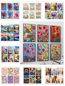 Juego de Pintura al Óleo Digital para Adultos y Principiantes - 10*14 Pulgadas/6 piezas, Sin Marco, Juego de Pintura Acrílica DIY Fácil y Relajante de Verano, Decoración del Hogar, Manualidad Artística, Regalo Ideal para Cumpleaños, Día del Padre, Navidad, Día de la Madre y Día de San Valentín - Mar de flores - Ver 1