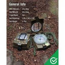 Multifunctional Tactical Survival Military Compass With Lanyard & Pouch | Waterproof & Impact Resistant | Lensatic Sighting Compass For Hiking - 1 - View 4