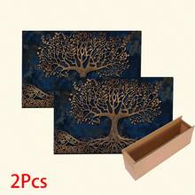 1 件装生命树图案印花硅胶地毯，易于清洁，3D 打印长方形，适用于玄关、客厅、厨房、卧室、走廊、浴室、洗衣房 - 涤纶地毯，适合室内外家居装饰 - 彩色 - 查看 15