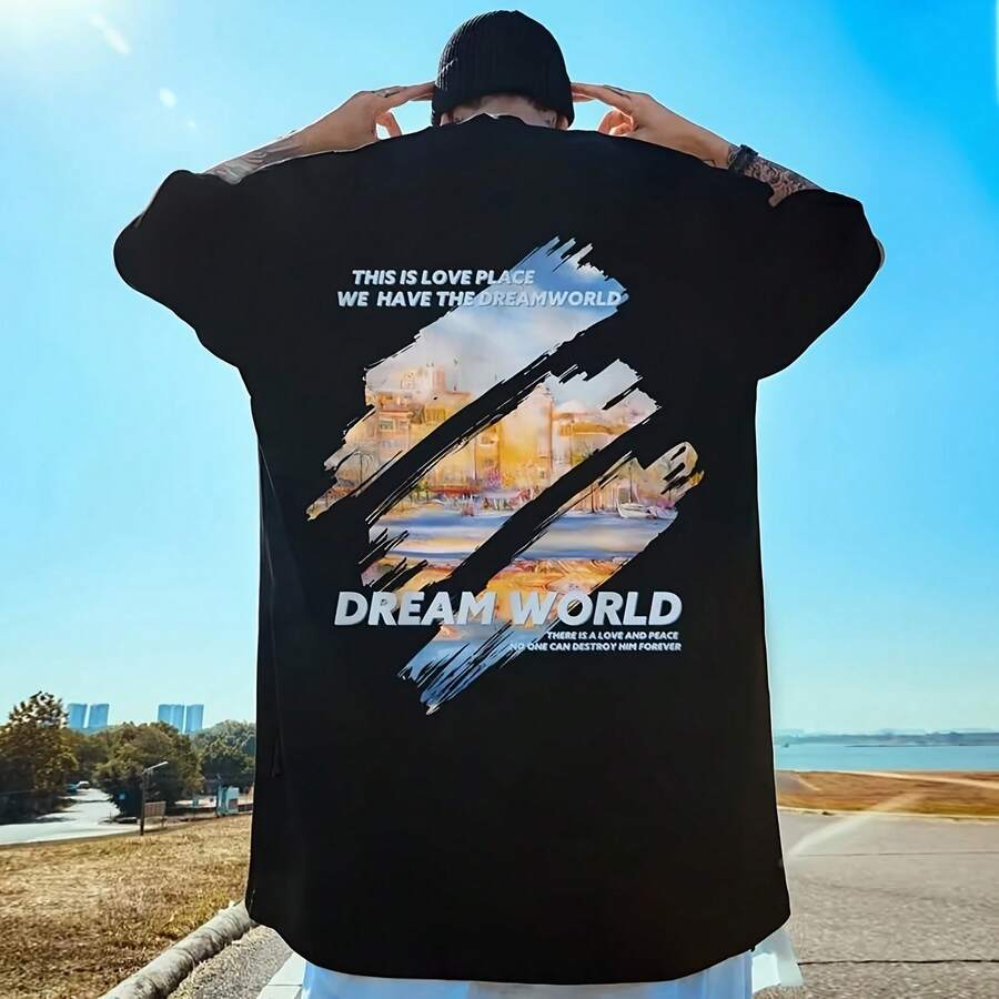 M-8XL 2024 NewPainting Print Round Neck Short Sleeve T-Shirt For Men And Women Large Loose Casual Five Quarter Sleeved Top - Shape - View 1