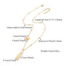 1pc New Classic Initial Mary Mama Pendant Golden Stainless Steel Bead Chain Necklaces For Women - Yellow Gold - View 2